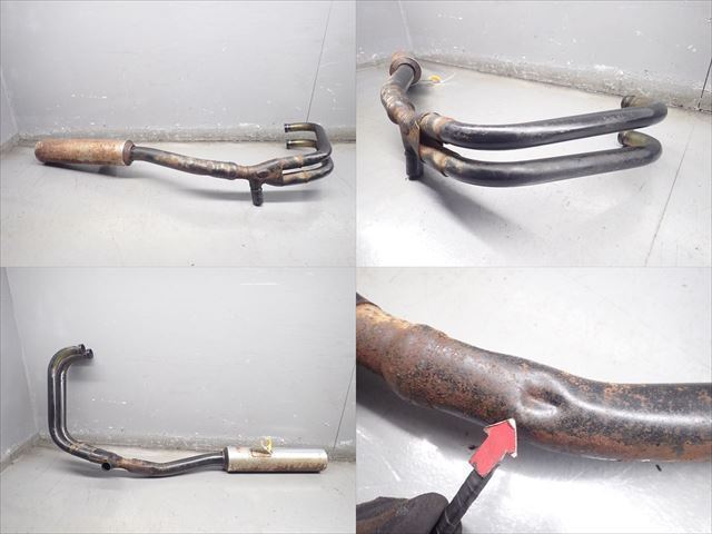 βDF09-1 Kawasaki GPZ400R ZX400D (S60 year ) out of print! rare! original muffler silencer left right scratch * dent have! exhaust leakage have! inside rust have!