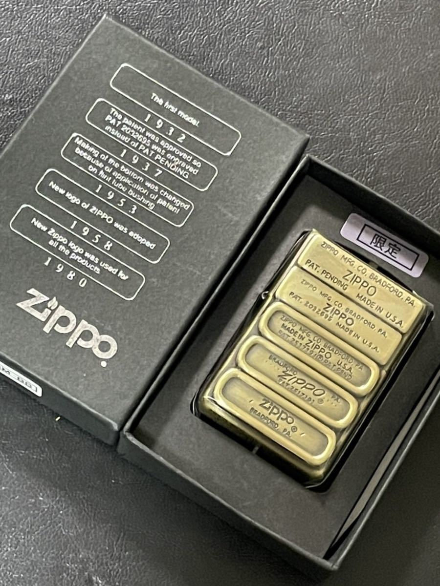 zippo ゴールド ボトムメタル 限定品 希少モデル ヴィンテージ 2001年製 シリアルナンバー NO.3436 シルバーインナー 2001年製 専用ケース_画像1