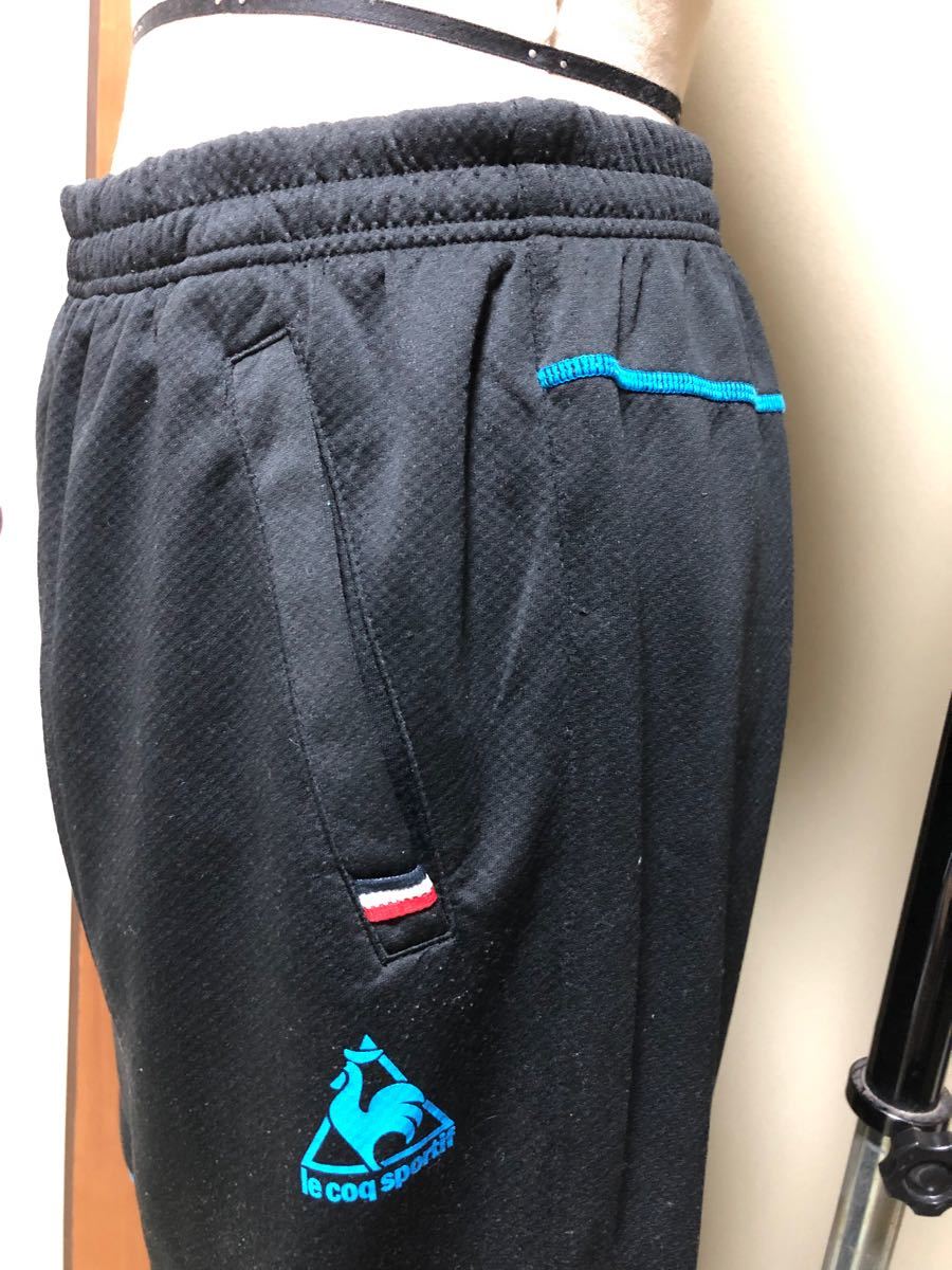 le coq sportif L 胴回り 86センチ ハーフパンツ　美品　ブラック　Lサイズ　黒　プリント　ユニセックス