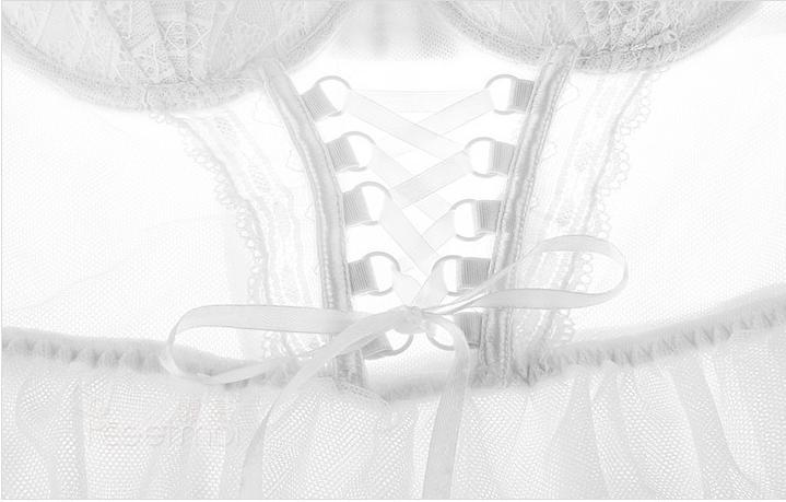 【新品】 白 コルセット 風 ベビードール ロリータ ランジェリー フリル ナイト ウェア ルーム ウェア 可愛い セクシー 姫 レディース #208の画像9