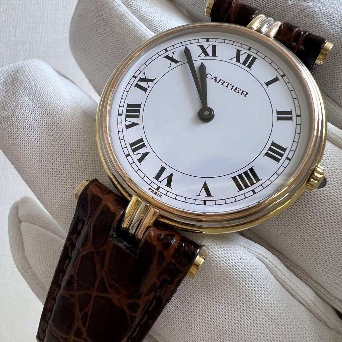 稼働品】Cartier ヴァンドーム K18 Quartz 35mm 腕時計 メンズ 紳士