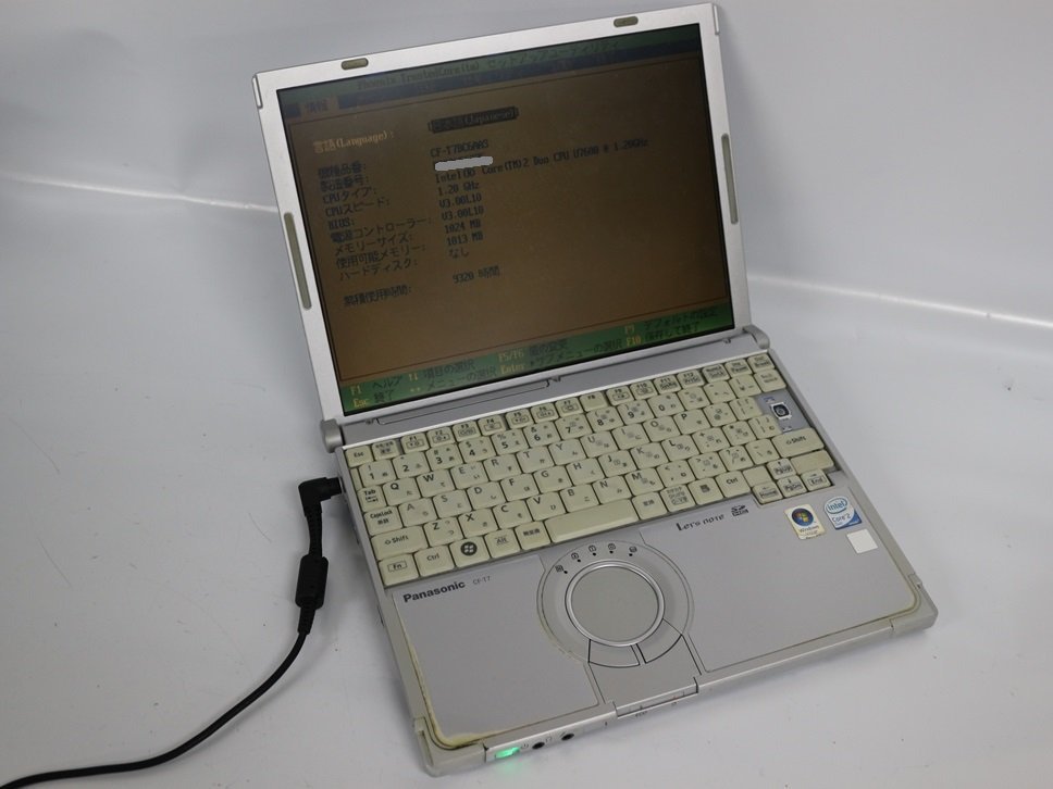 ジャンク品 ノートパソコン 12.1 型 Panasonic Let's note CF-T7 CF-T7DC6AAS Core 2 Duo メモリ1GB HDD無 起動確認済 代引き可_画像1