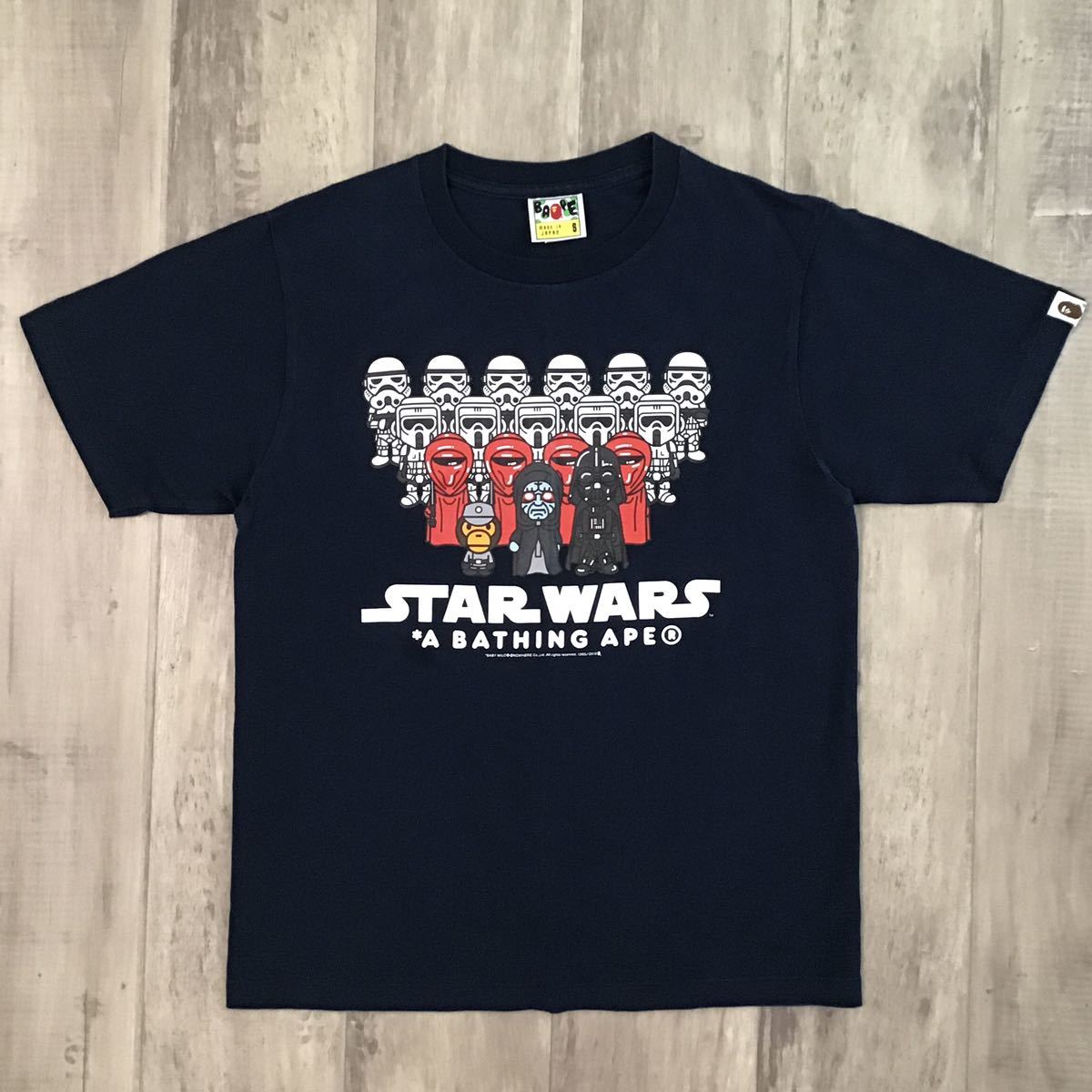 starwars × BAPE マイロ Tシャツ Sサイズ navy a bathing ape スターウォーズ milo エイプ ベイプ star wars baby milo ダースベイダー w3