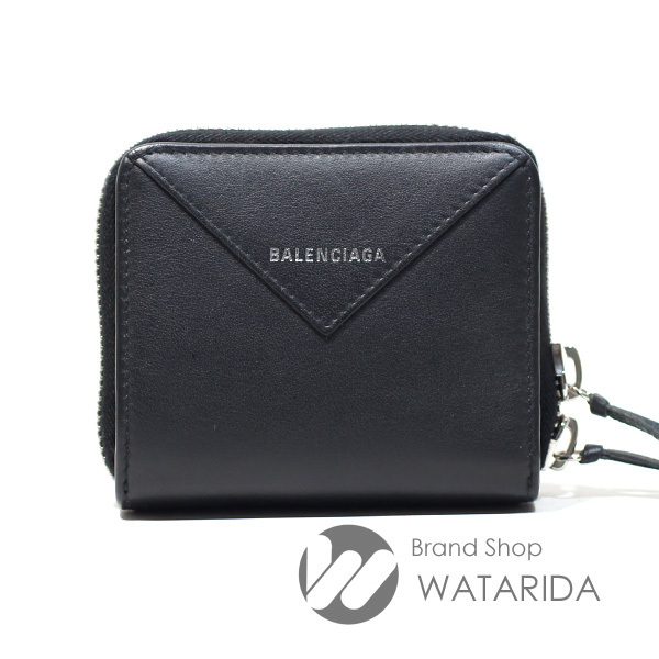 バレンシアガ BALENCIAGA 財布 ラウンドジップ ペーパービルフォード 371662 ブラック レザー 箱・袋付 送料無料
