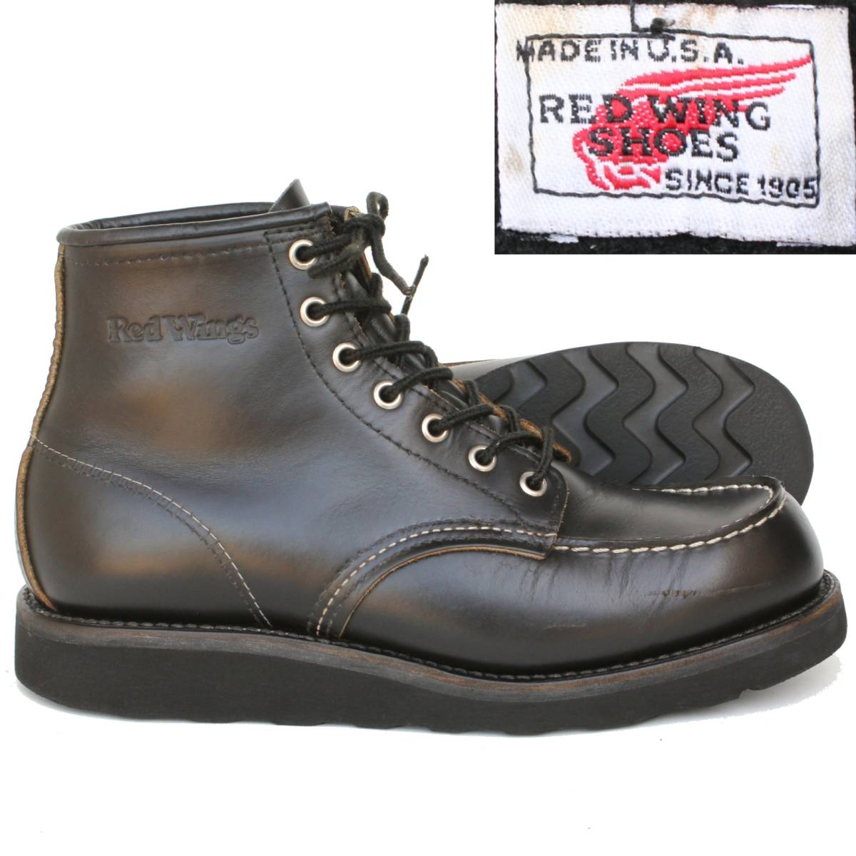 21559)良質茶芯REDWING8137レッドウィング オールブラック8D約26cm (98