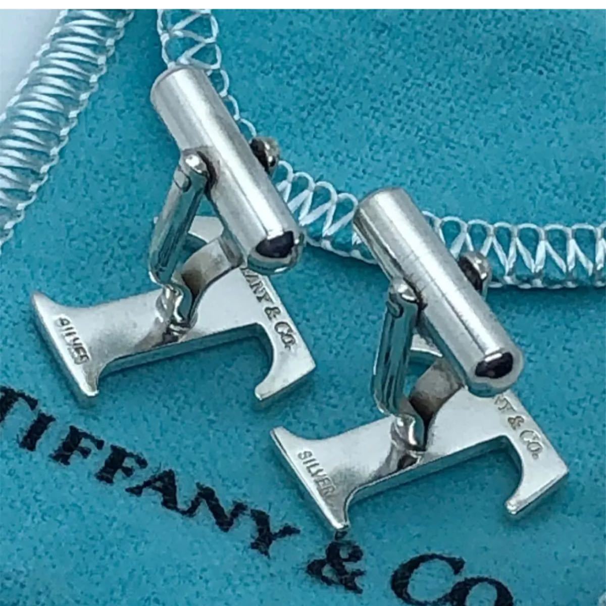 美品 TiffanyティファニーTカフス Tロゴ ヴィンテージ シルバー