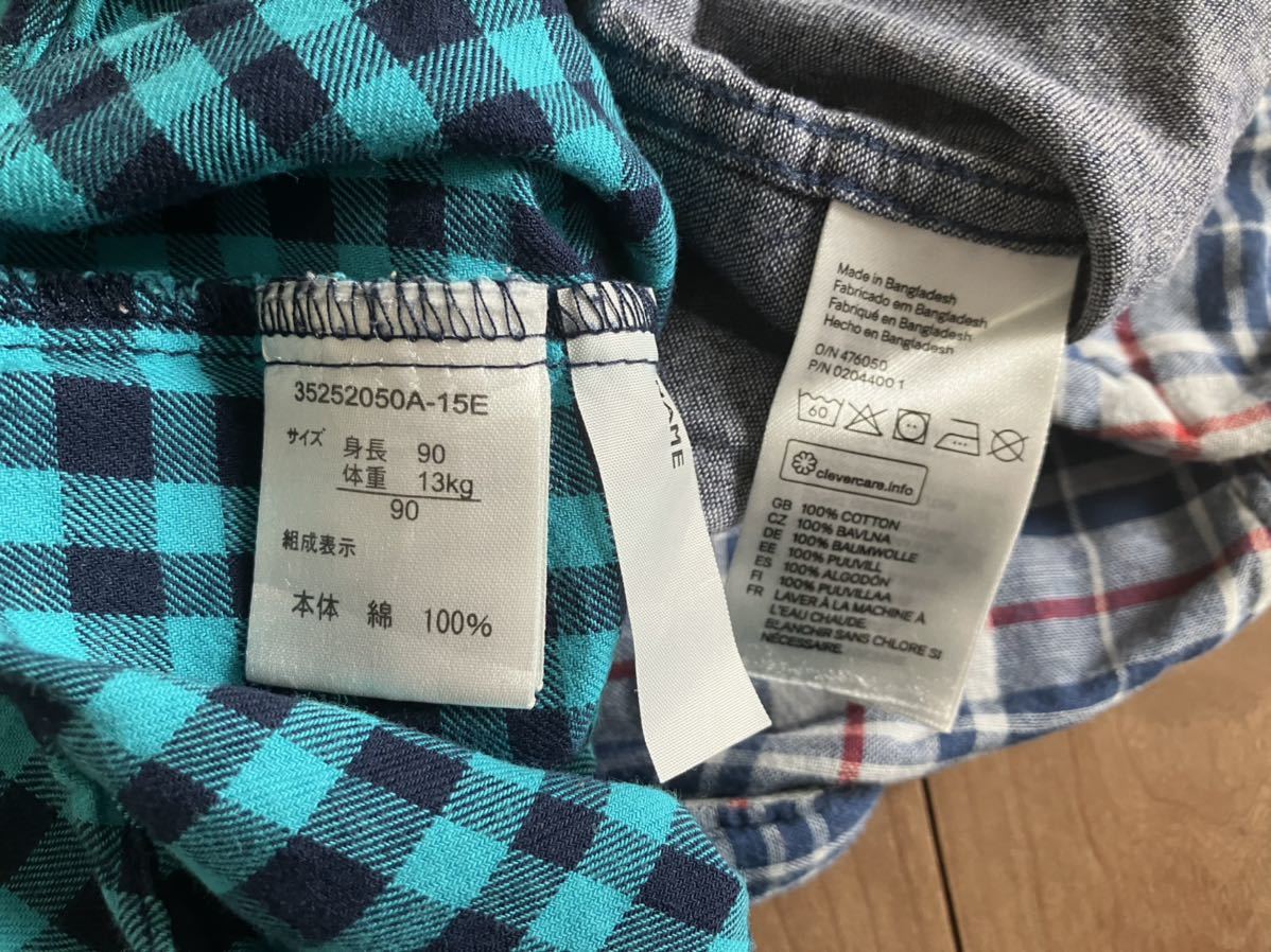 H&M アカチャンホンポ チェックシャツ 綿100% 長袖 セット 85 90