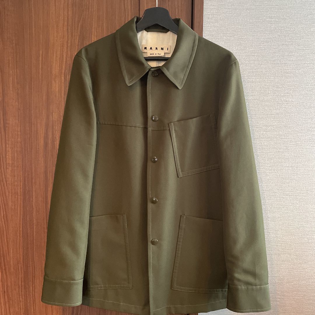 美品】MARNI 17AW Wool Jersey Coverall 48 ワークジャケット カーキ
