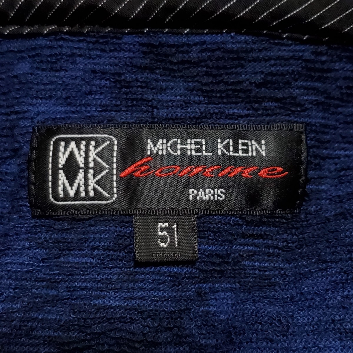 MK ミッシェルクラン MICHEL KLEIN パーカー フーディー メンズ 51 LLサイズ XL 紺 ネイビー 黒 7分袖