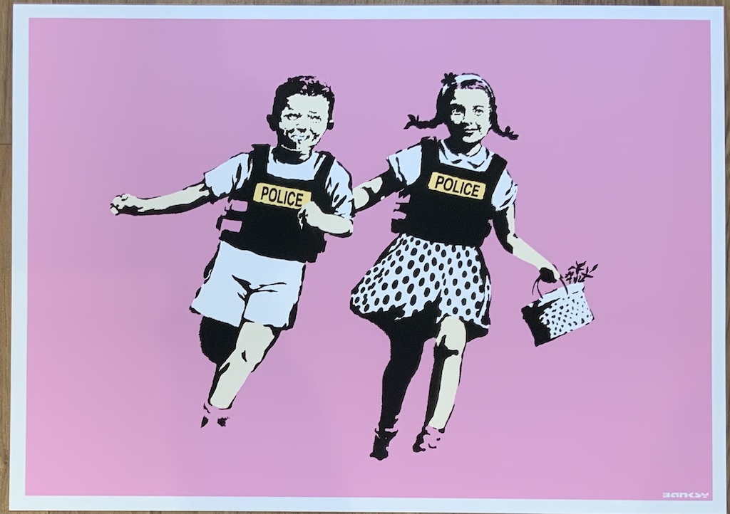 Banksy POLICE KIDS PINK WCP SCREEN PRINT バンクシー シルク