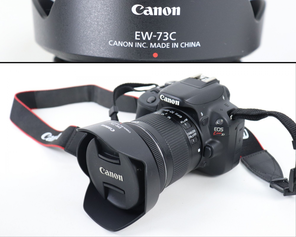【通電OK】Canon EOS Kiss X7 キャノン デジタル一眼レフカメラ レンズ レンズフード カメラバッグ 充電器 SDカード 付き EF-S 040JDEP00_画像3