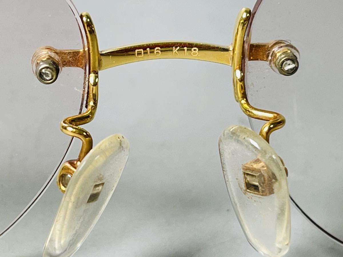 希少 k18 メガネフレーム めがね ゴールドフレーム K18 刻印あり 約21.5g 金ヴィンテージ アイウェア 眼鏡_画像2