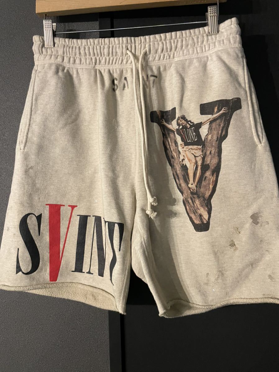 お見舞い saint michael saint vlone sweat shorts sizeS スウェット