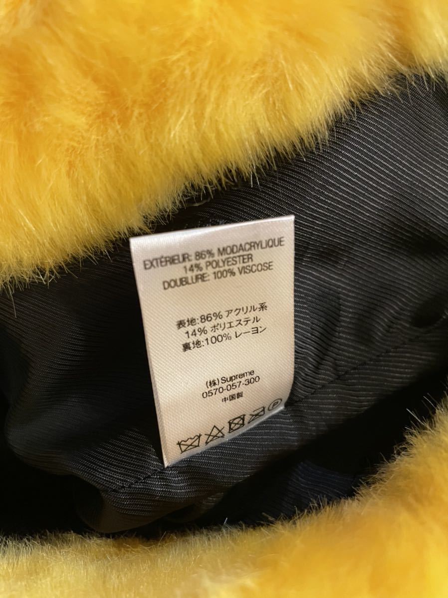 Supreme Faux Fur Varsity Jacket sizeL Yellow シュプリーム ファー ジャケット Lサイズ ボアジャケット _画像4