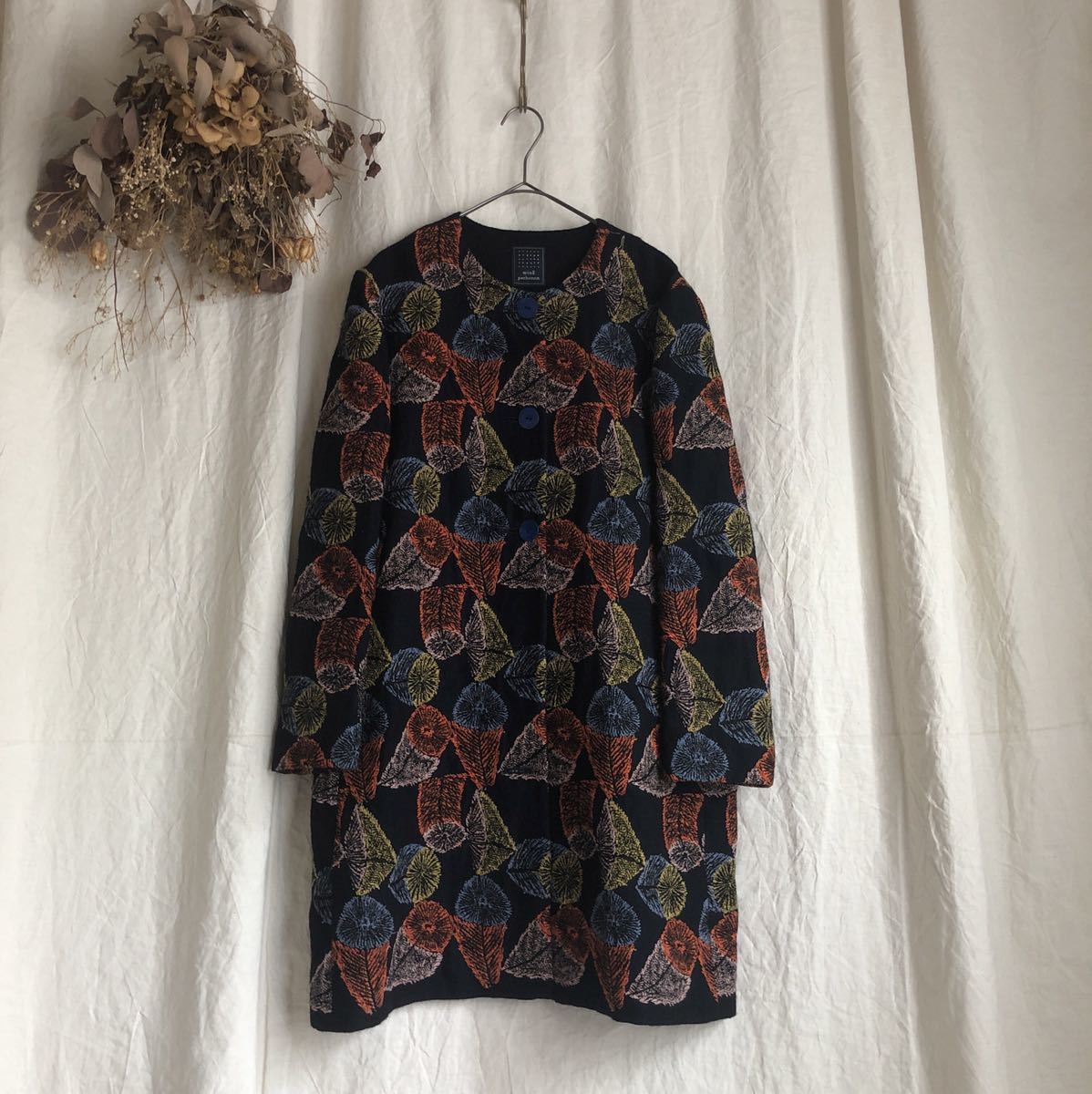 完売】 mina perhonen ミナペルホネン hana no mi 刺繍 ロングコート