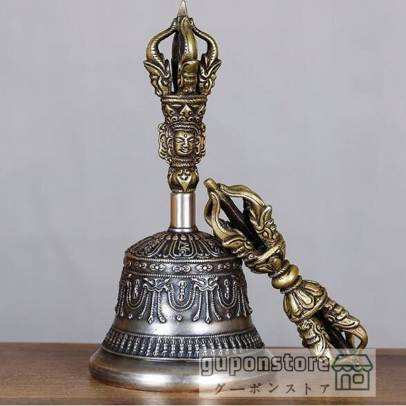 新品 金剛杵仏教法具◆金剛鈴法器◆真鍮純正手仕事逸品◆降魔杵