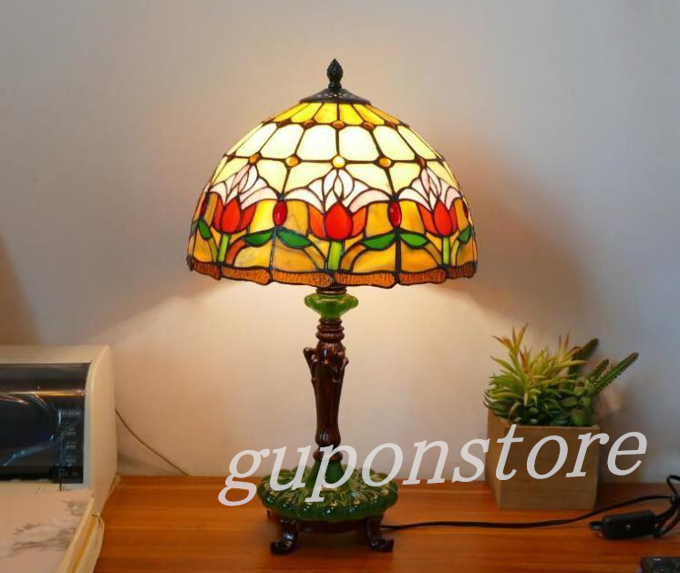 室内芸術☆ ◆ ティファニーランプ アンティーク風 ティファニー技法 ステンドグラス照明 テーブルランプ