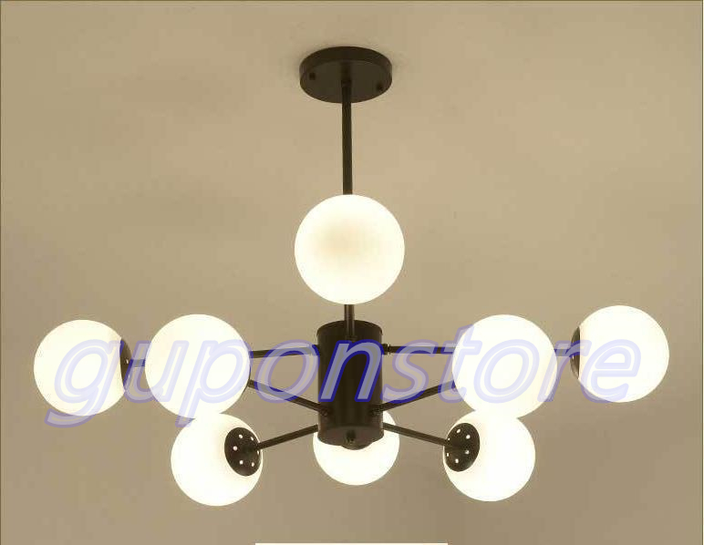  салон искусство Северная Европа лампа шар есть 8 лампа подвесной светильник люстра лампа потолок осветительное оборудование потолочный светильник интерьер модный черный 