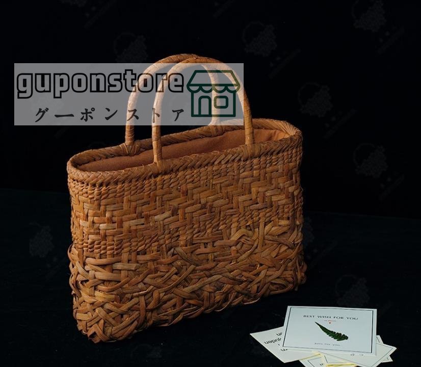 新品 職人手作り良品　山葡萄かごバッグ 手編み山葡萄籠バッグ バスケット籐かご_画像4