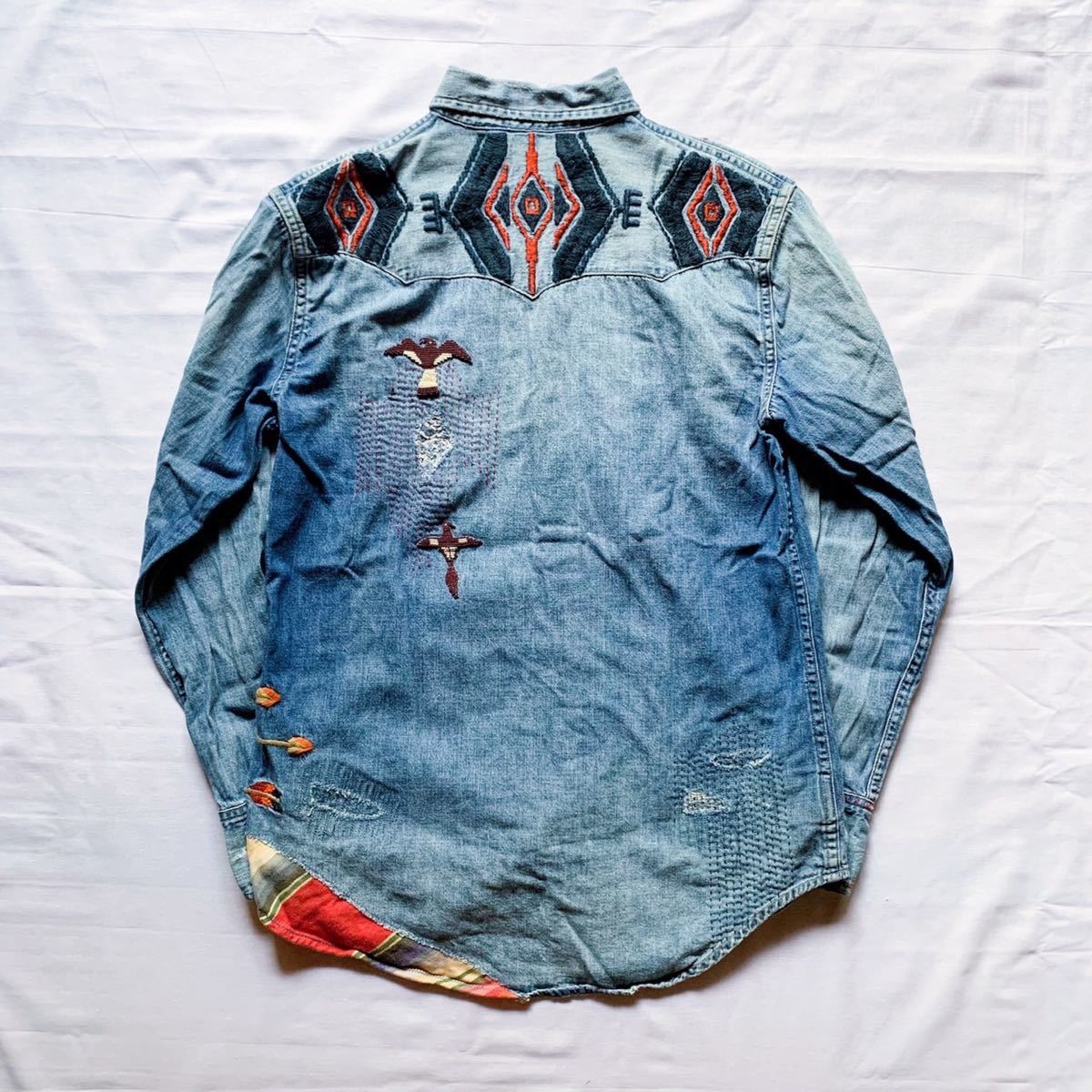 豪華 POLO RALPH LAUREN NATIVE DENIM WESTERN SHIRT ポロ 豪華 POLO RALPH LAUREN NATIVE DENIM WESTERN SHIRT ポロ