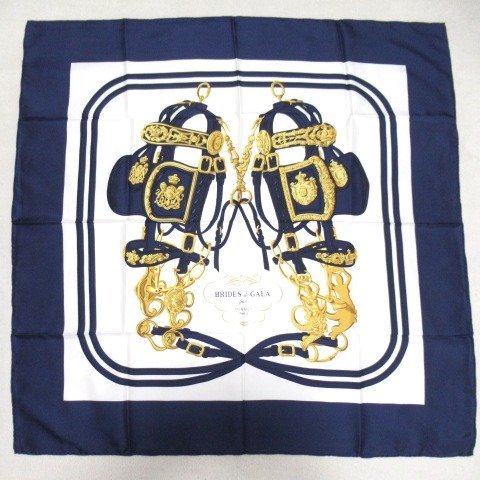 OY7◇【美品】エルメス シルクスカーフ カレ90 BRIDES de GALA 式典用