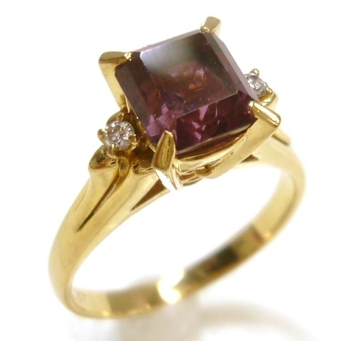 J◇K18 大粒! ガーネット 2.3ct & ダイヤモンド イエローゴールド