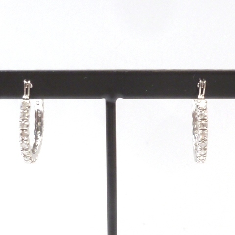 J◇K14WG【新品仕上済】シンプル洗練♪ダイヤモンド0.5ct フープピアス ホワイトゴールド 14金 White gold hoop earrings【ネコポスOK】_画像6