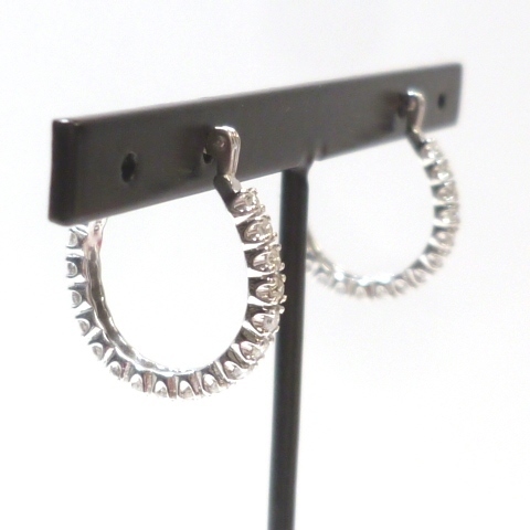 J◇K14WG【新品仕上済】シンプル洗練♪ダイヤモンド0.5ct フープピアス ホワイトゴールド 14金 White gold hoop earrings【ネコポスOK】_画像7