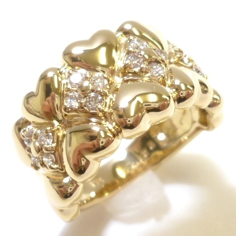 J◇K18【新品仕上済】ハートデザイン♪ ダイヤ0.3ct イエローゴールド リング 指輪 11号 18金 ダイヤモンド Yellow Gold Diamond ring