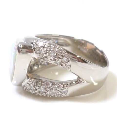 J◇Pt900【新品仕上済】虹色に輝く！美しい オパール 1.2ct & ダイヤ 0.4ct プラチナ リング 指輪 12号 platinum Opal Diamond ring_画像4