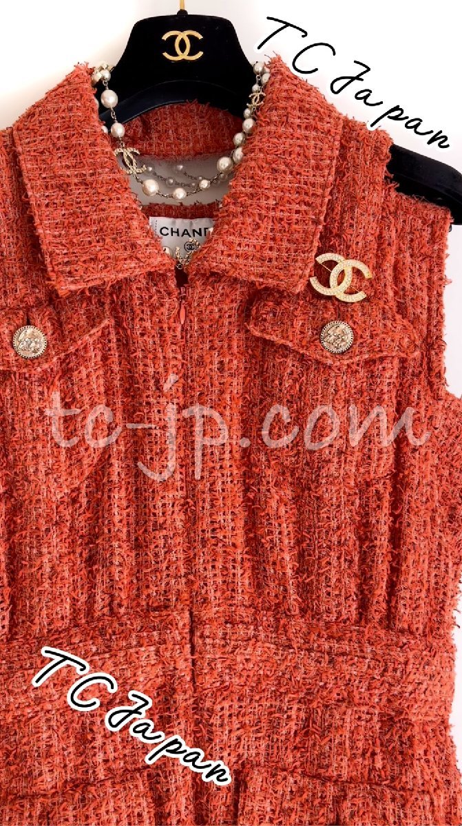 一部予約!】 シャネル ワンピース CHANEL 新品同様 コーラル オレンジ ...