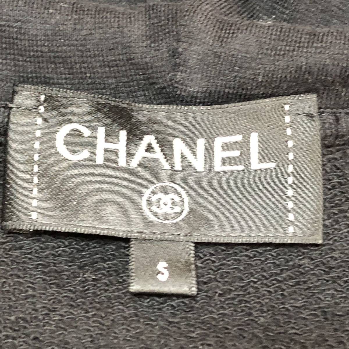 CHANEL シャネル ジップアップ パーカー 黒 ココマーク カメリア ロゴ☆美品 サイズS 国内正規品