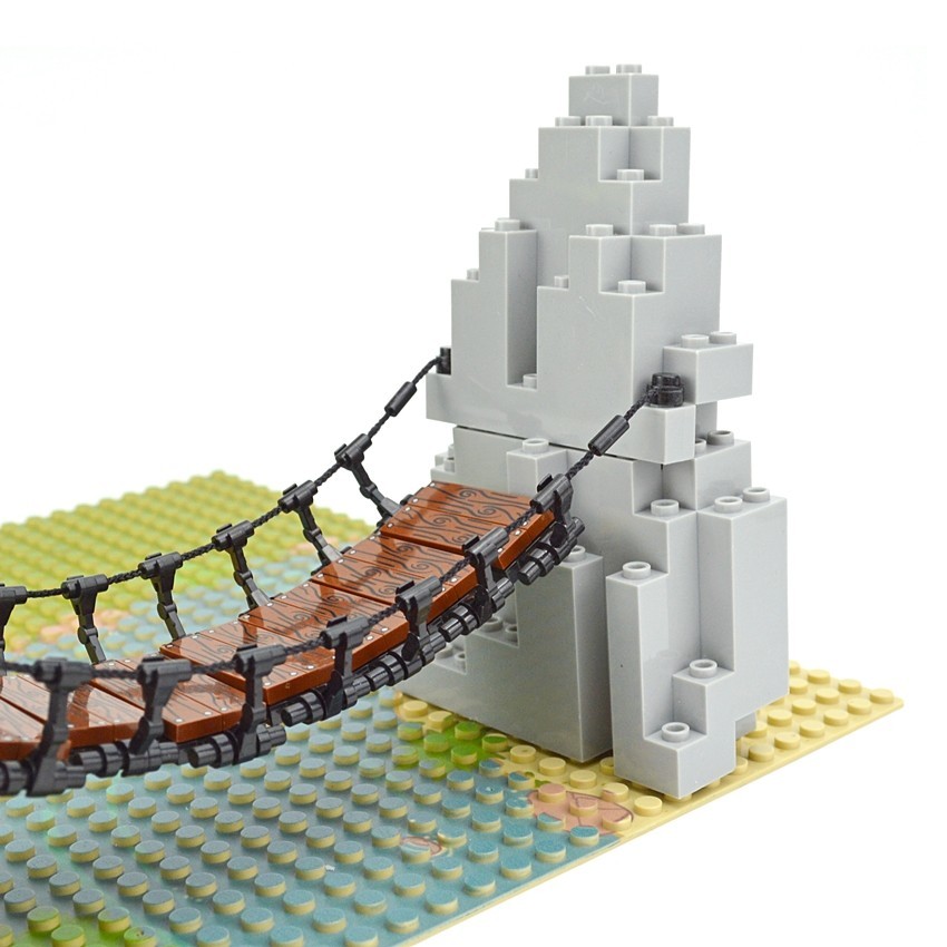 吊り橋　灰色　匿名配送　LEGO互換　レゴブロック　武器　誕生日プレゼント　インテリア　岩　砦　要塞　城　プラモデル　ハロウィン