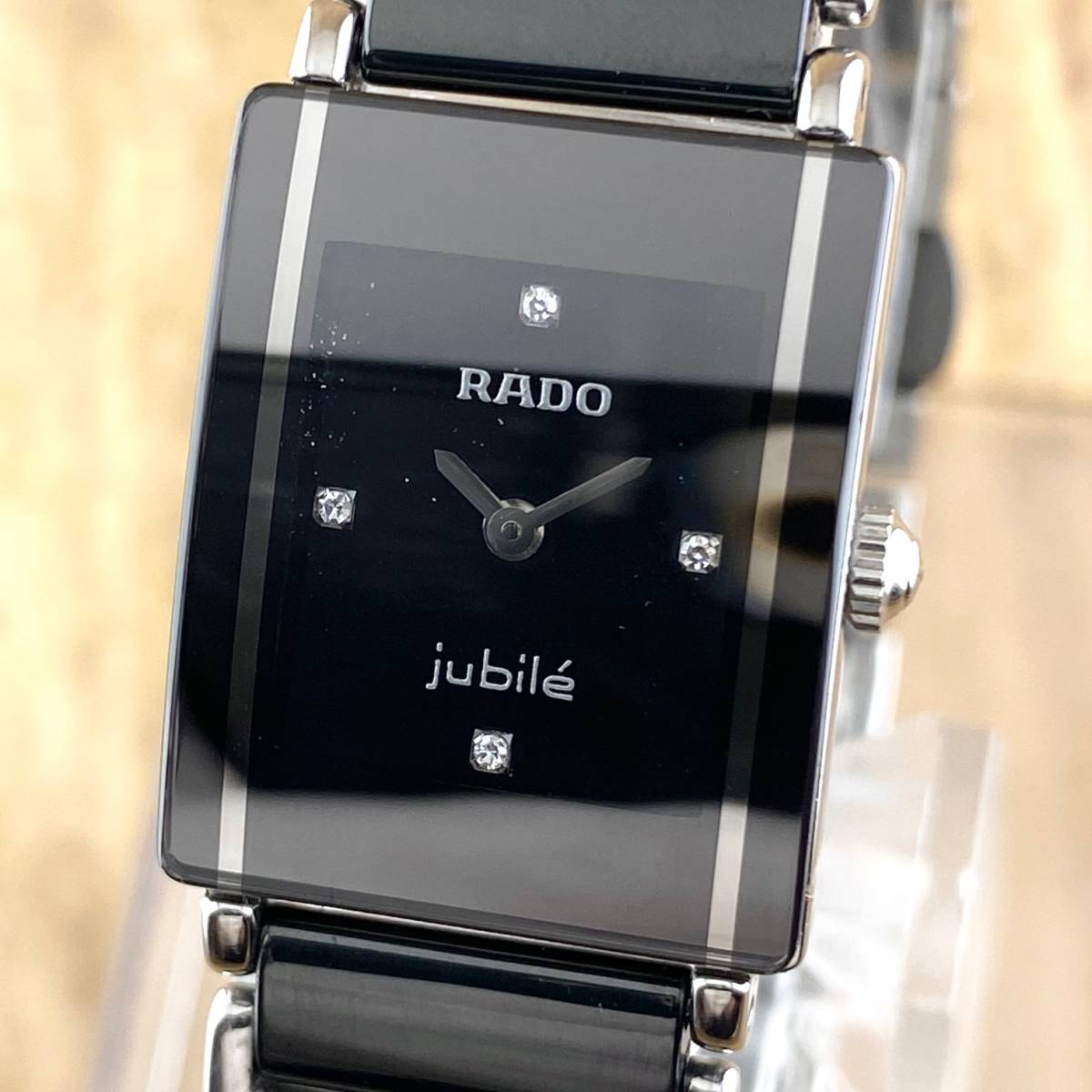 RADO ラドー 腕時計 レディース 4Pダイヤ ジュビリー 153.0488.3 セラミック ブラック文字盤 スクエア 正規品