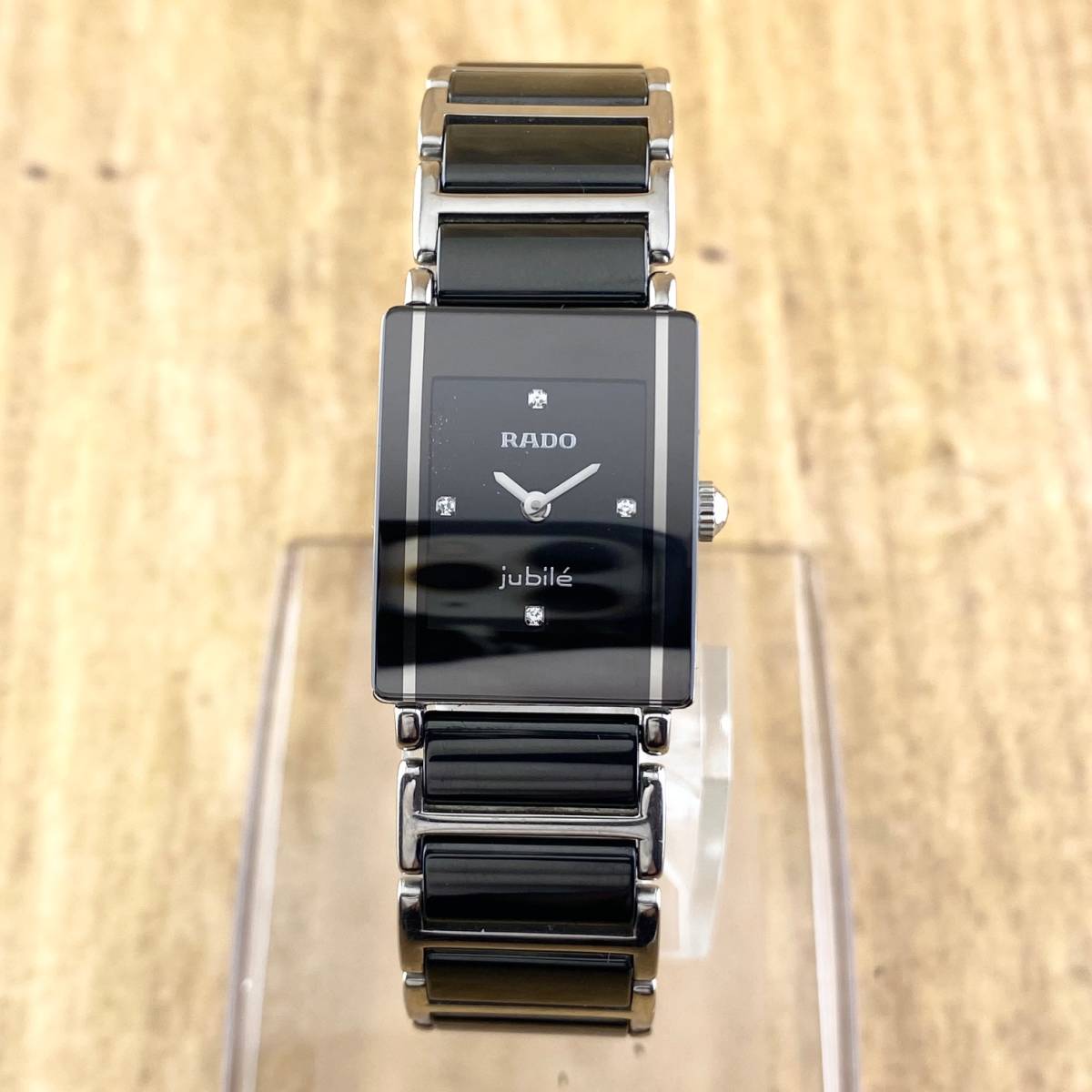 RADO ラドー 腕時計 レディース 4Pダイヤ ジュビリー 153.0488.3 セラミック ブラック文字盤 スクエア 正規品