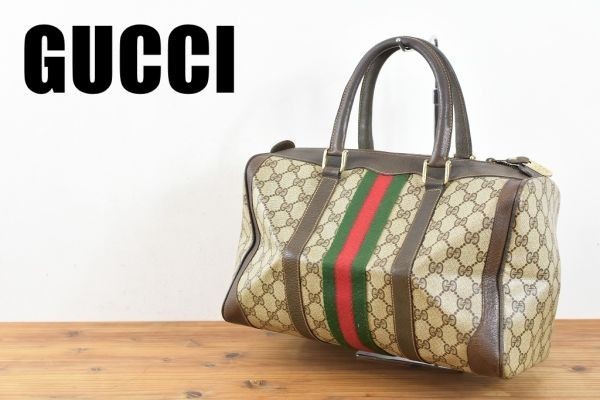 GUCCI グッチ ボストンバッグ シェリーライン レザー ゴールド金具