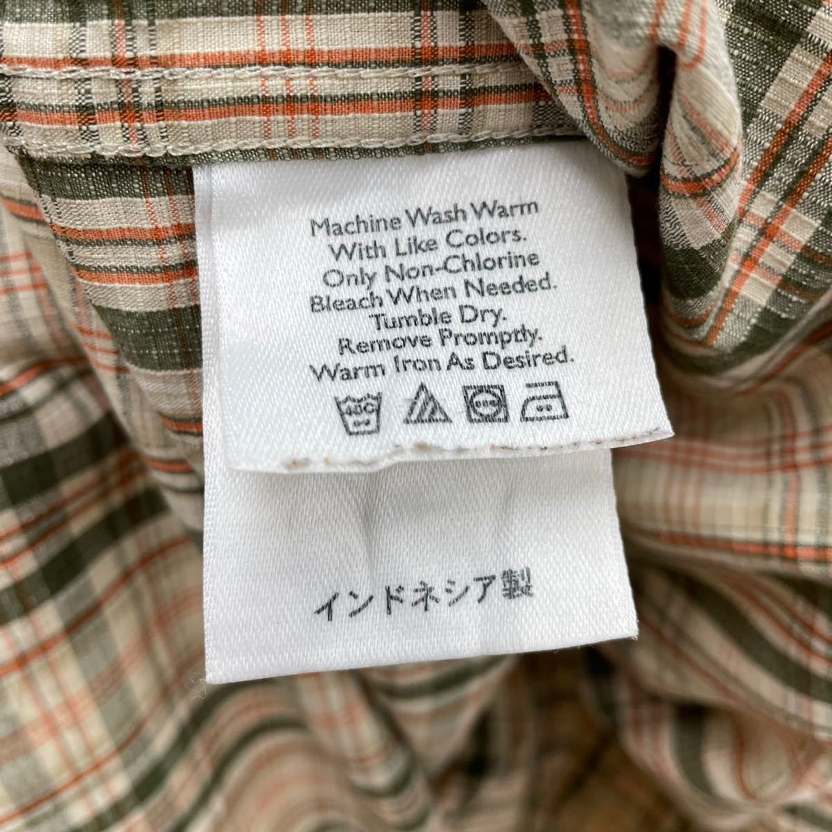 Eddie Bauer エディバウアー チェック 半袖 シャツ shirts ベージュ カーキ ブラウン L_画像4