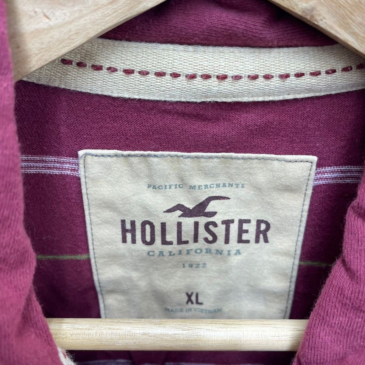 HOLLISTER ホリスター 半袖シャツ ポロシャツ ボルドー バーガンディ XL_画像3