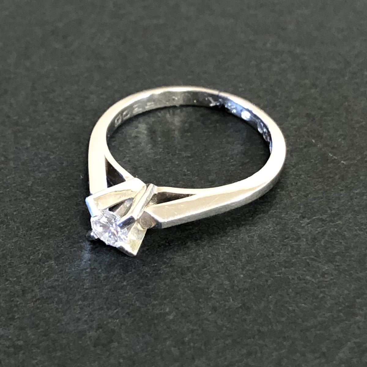 ASSCHER DIAMOND 指輪 プラチナ PT900 ダイヤモンド 0.2ct ケース付き リング 約9号 約3.8g 結婚婚約指輪 刻印有 StoK セイコージュエリー