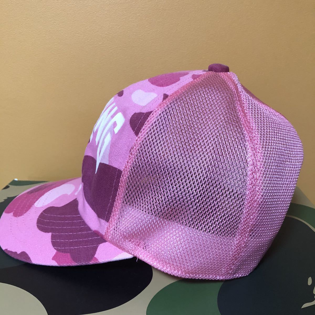 pink 1st camo nyc logo trucker hat cap BAPE エイプ メッシュ
