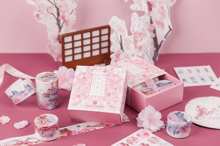 ★新品　マスキングテープ　お花　桜　風景　3個セット　シール　BOX　マステ★_画像4