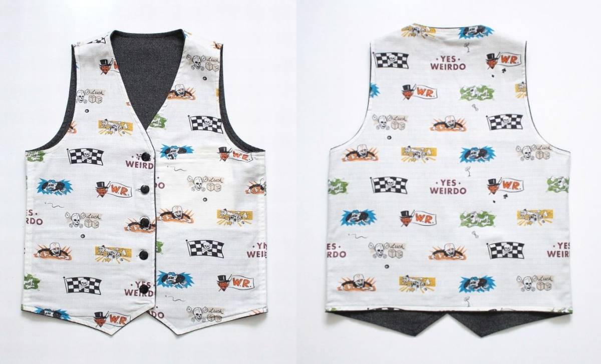 【 WEIRDO ウィアード 】BICYCLE PLATES VEST コットン リバーシブル ベスト Mサイズ WRD-17-AW-09 定価\28,000 千鳥格子 Vネック_画像7