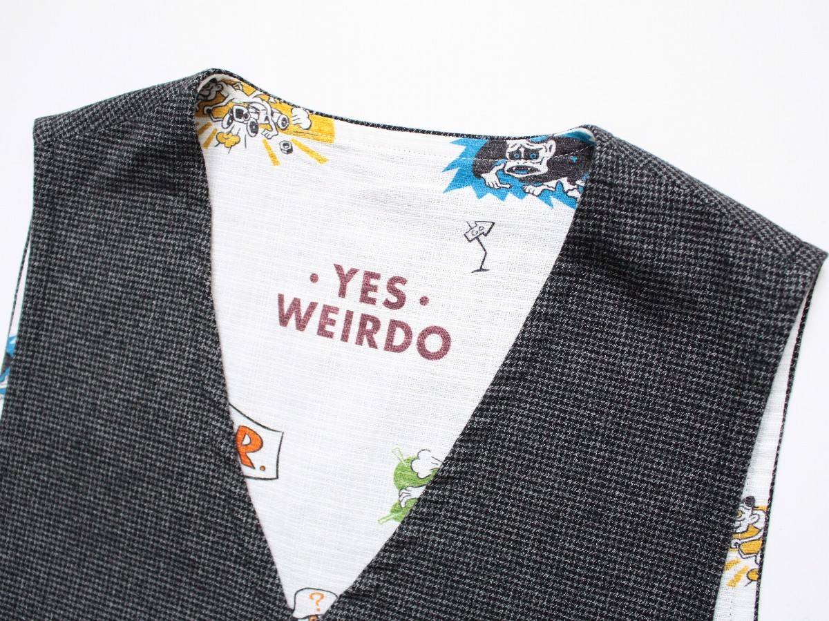 【 WEIRDO ウィアード 】BICYCLE PLATES VEST コットン リバーシブル ベスト Mサイズ WRD-17-AW-09 定価\28,000 千鳥格子 Vネック_画像3