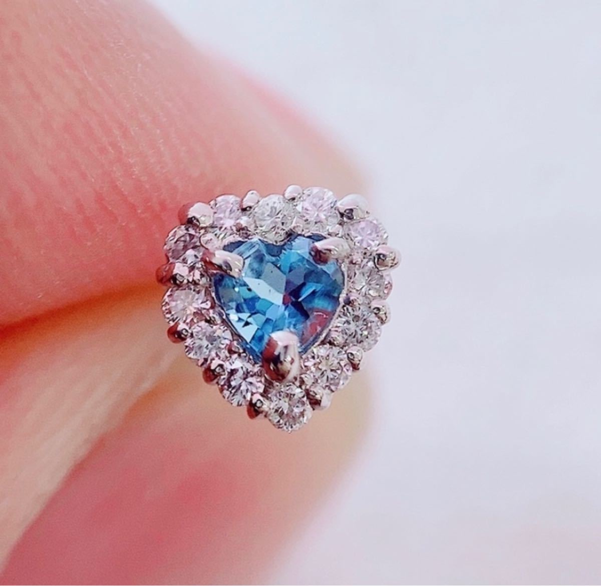 ふるさと納税 ☆0.20ct☆✨一粒ハートアクアマリンプラチナ