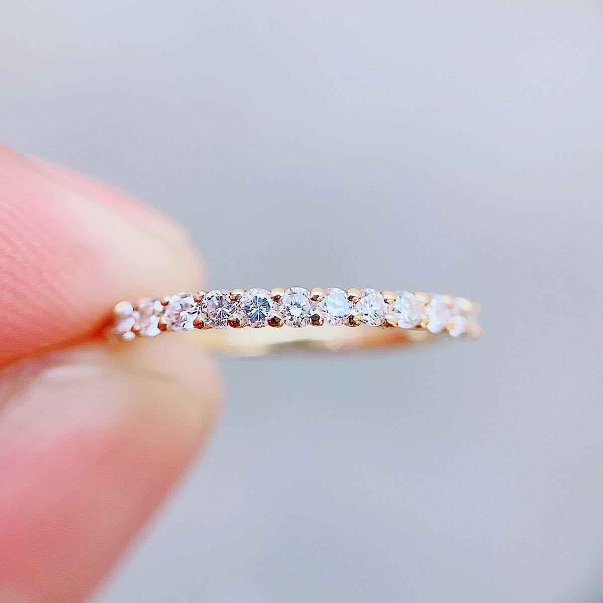 即決価格☆0.33ct ☆ダイヤモンドK18ハーフエタニティリング 指輪