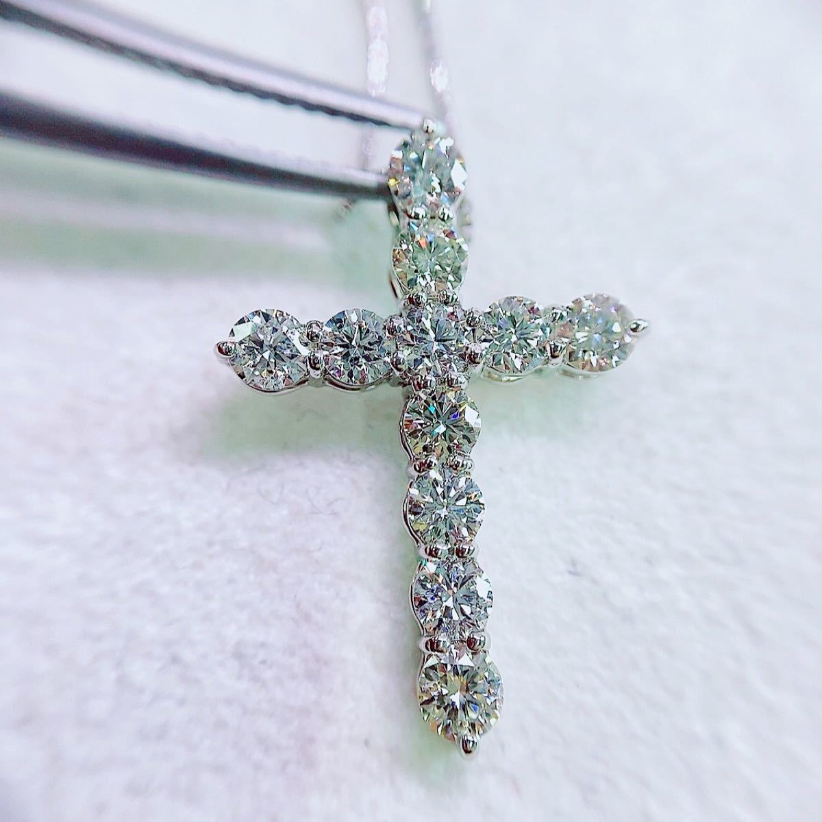 ☆1.00ct☆ハート&キューピッドクロスダイヤモンドネックレス