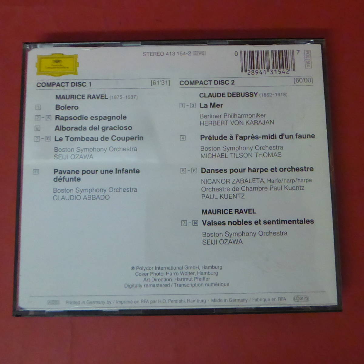 CD1-220907☆2CD　RAVEL:BOLERO・PAVANE・DEBUSSY:LA MER ETC.　　413 154-2_画像2