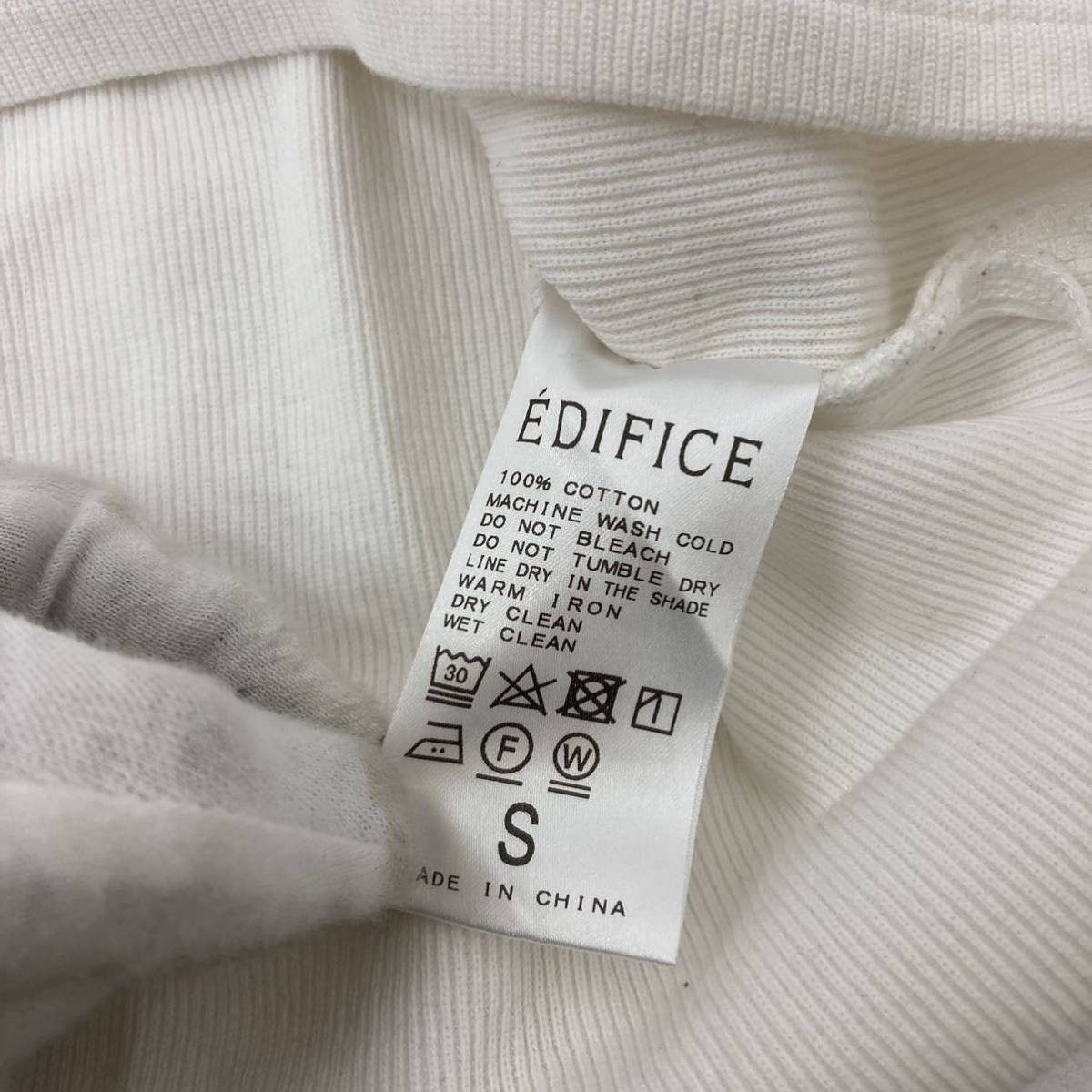 ☆B-149 EDIFICE エディフィス 長袖 コットン Tシャツ ロンT トップス size S ホワイト メンズ_画像7