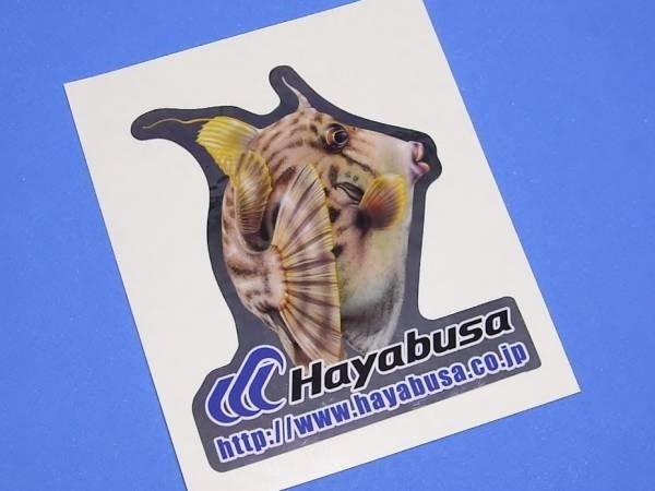 ハヤブサ カワハギ 丸はぎ Hayabusa ステッカー　台紙75-92mm_画像1