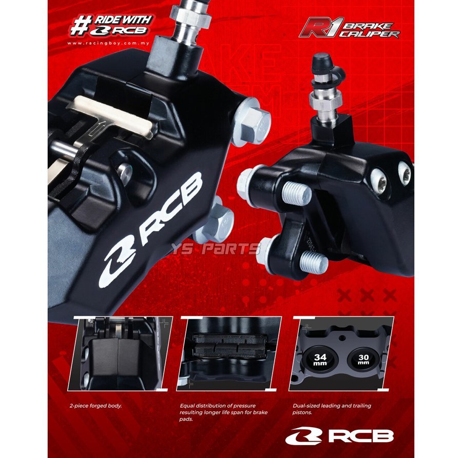 [NEW]RCB 4POD鍛造ブレーキキャリパー黒 右側[ブレンボ40mmピッチ型]専用ブレーキパッド付NSR50/NSR80/NS-1/XR50モタード/XR100モタード等_画像10